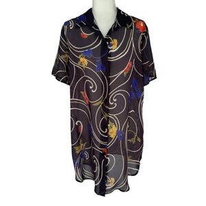 Body I.D. Sheer Gray Swim Cover Up Blouse Shirt Dress